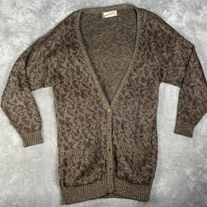 Diane VonFurstenberg Cardigan Womens M/L Vintage Shimmer Metallic Holiday Warm